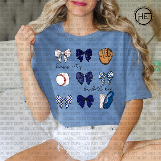 Kansas City Baseball Fan Bow Collage DTF Transfer