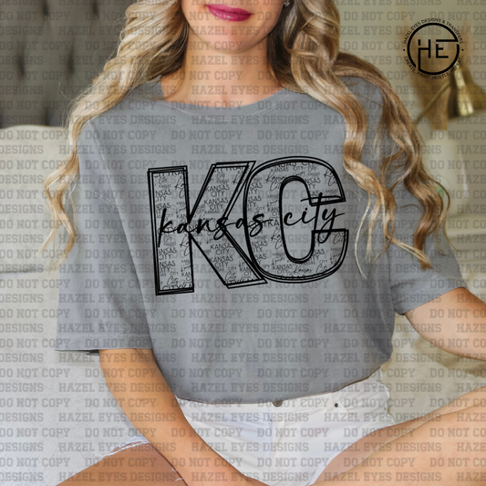 KC Black Script Word Collage DTF Transfer