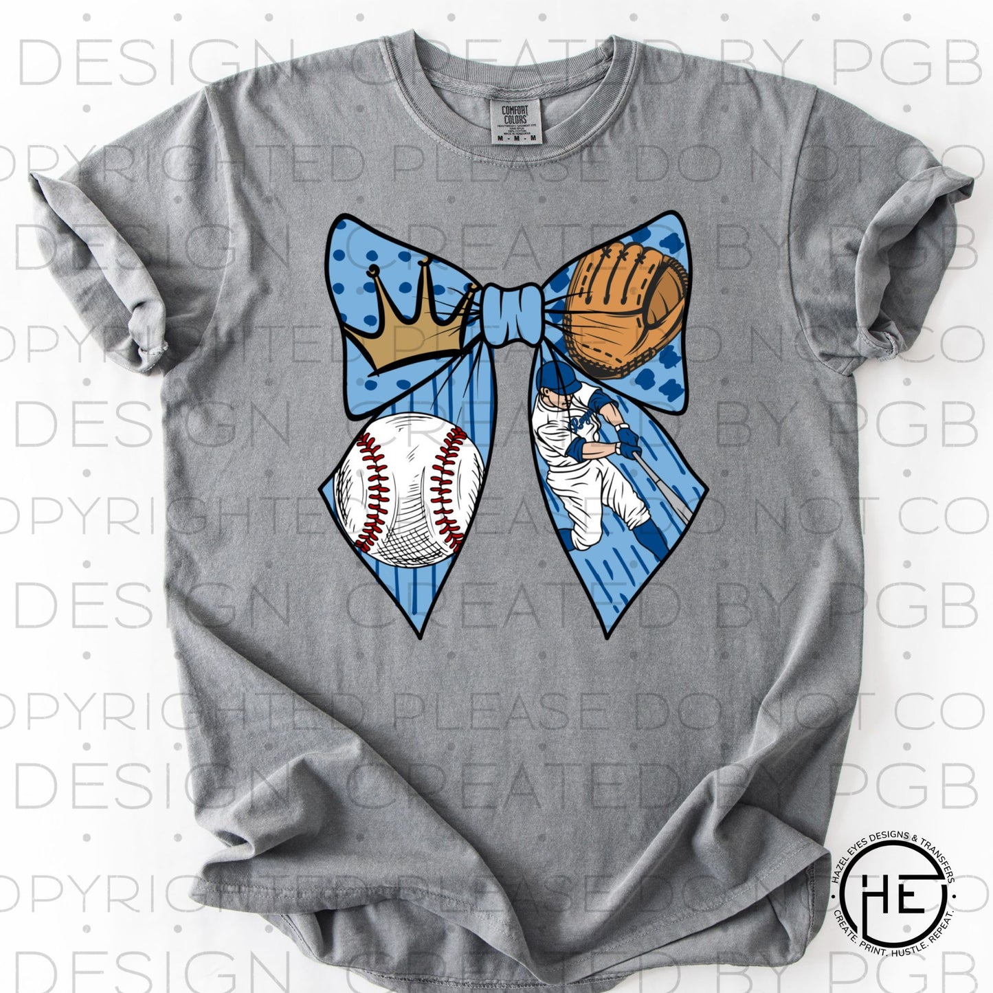 Royals Light Blue Collage Bow- DTF Transfer