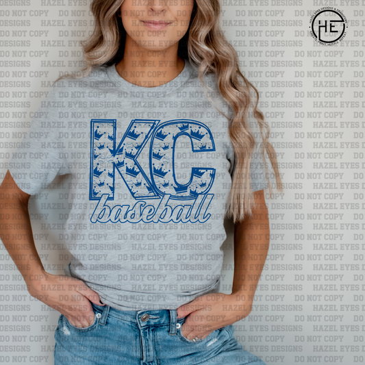 KC Baseball Blue Script DTF Transfer