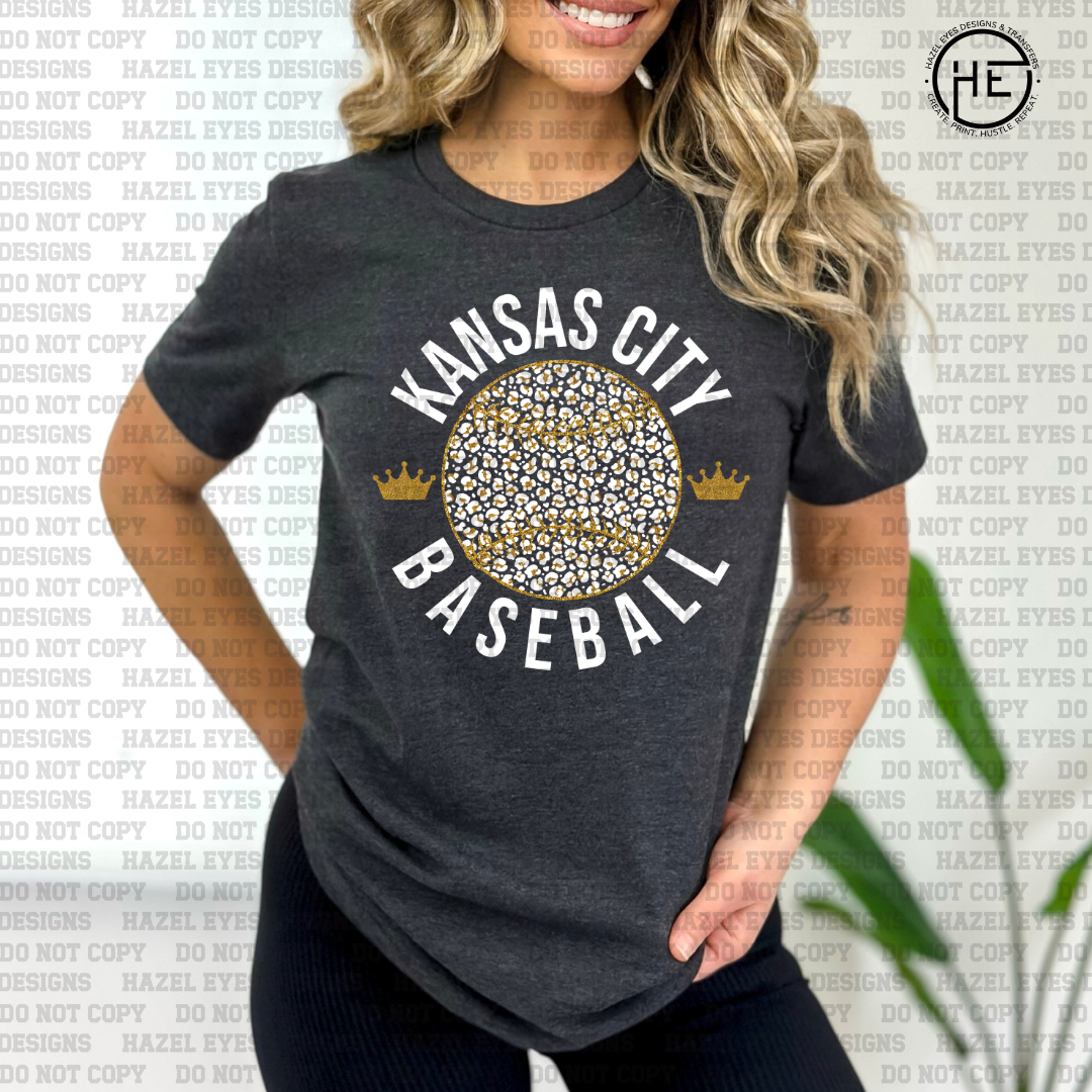 Kansas City Baseball Gold Cheetah DTF Transfer