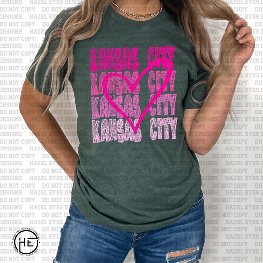 Pink Kansas City Stacked  DTF Transfer