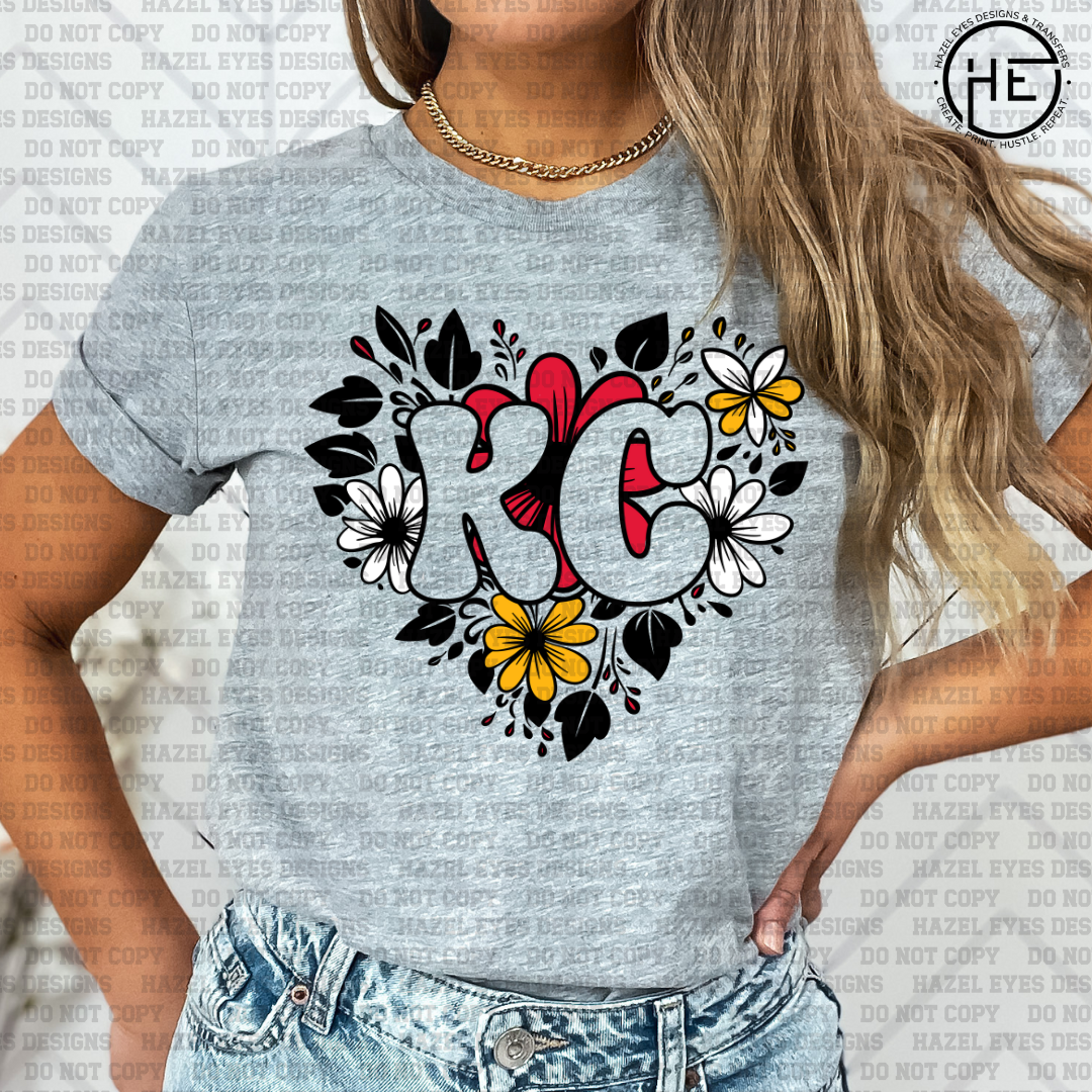 KC Heart Flowers RY DTF Transfer