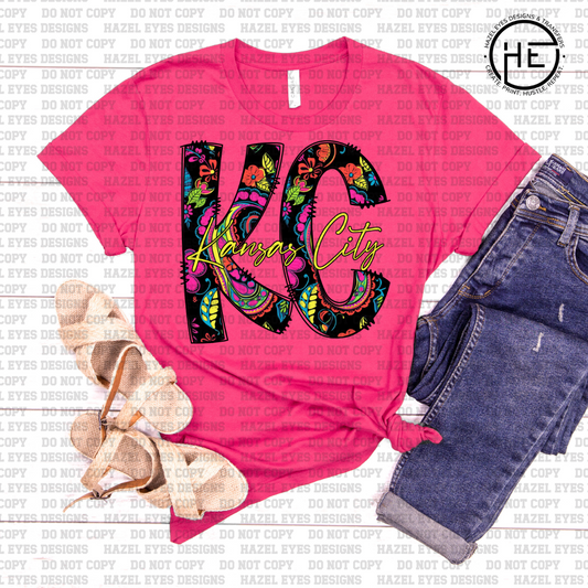 Neon Paisley KC DTF Transfer