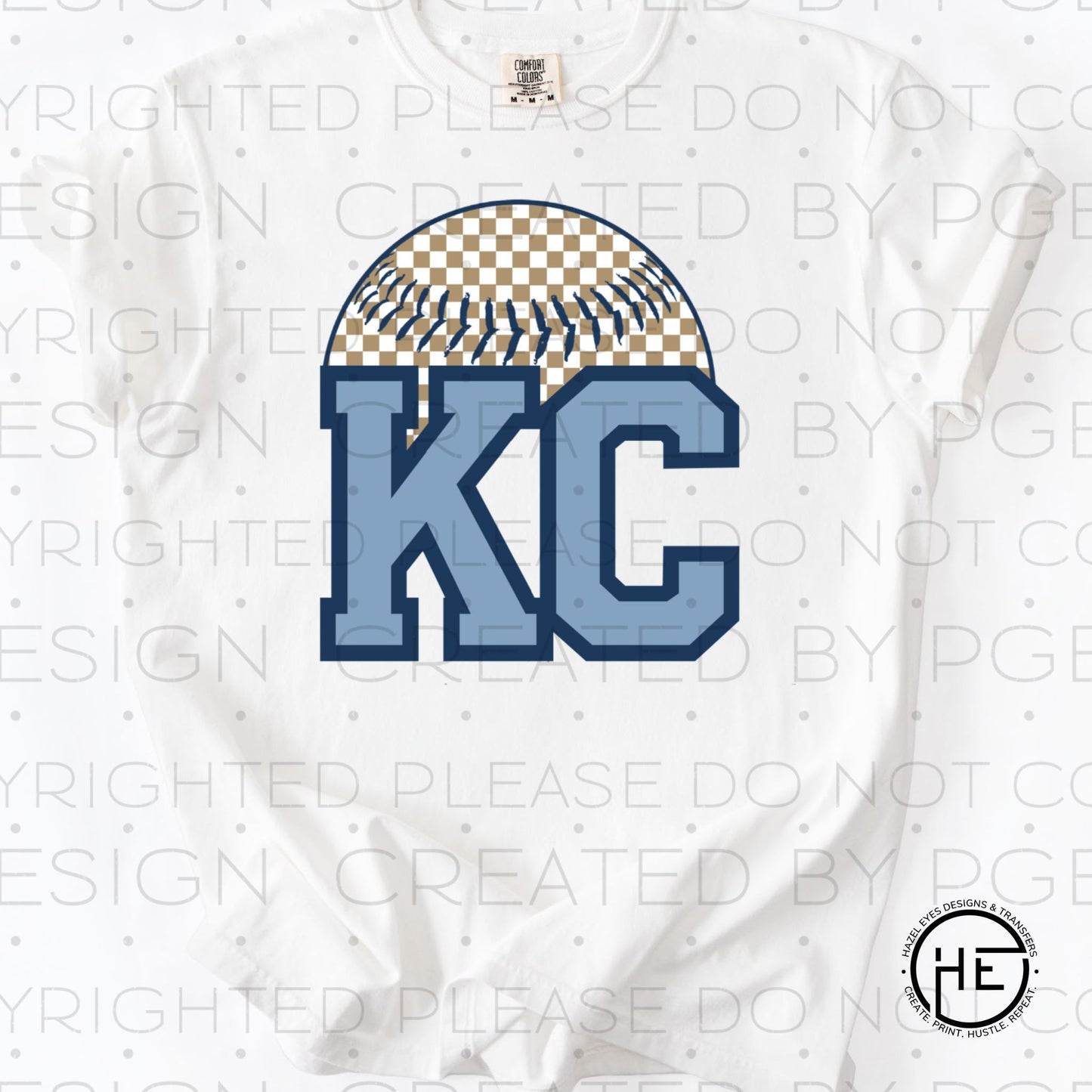 KC Checkered Baseball- DTF Transfer