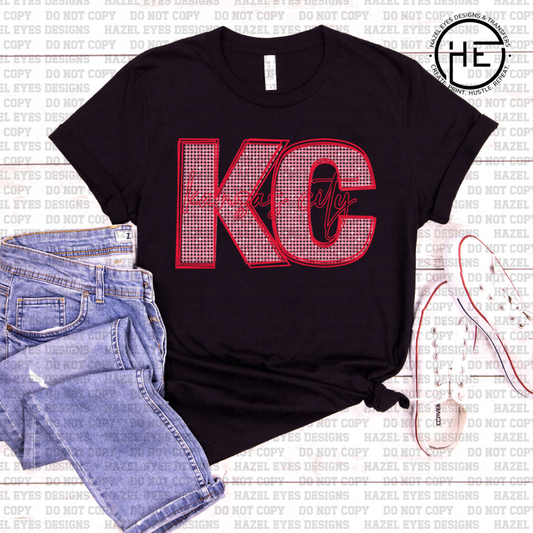 KC Red/Pink Rhinestones DTF Transfer