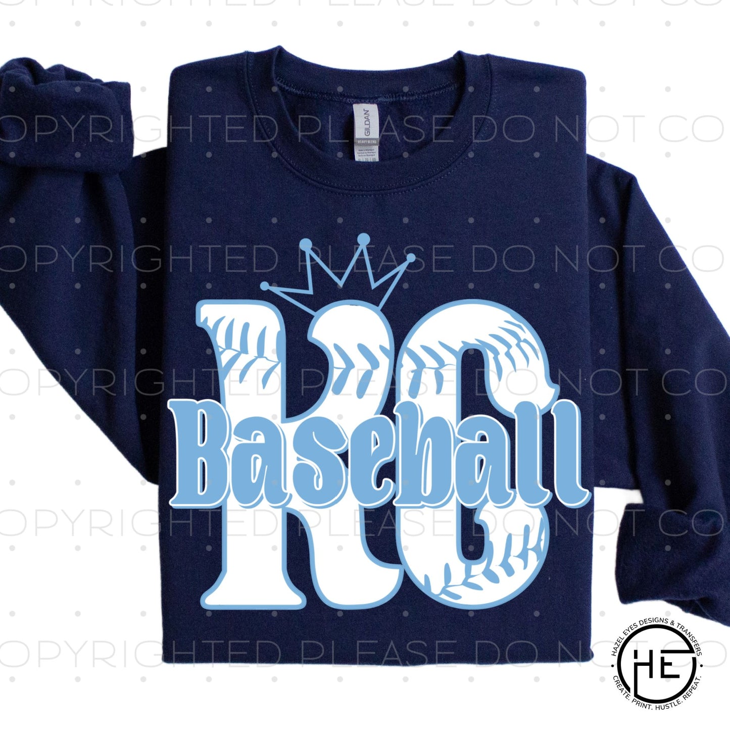 KC Baseball Bubble Letters with Crown - DTF Transfer