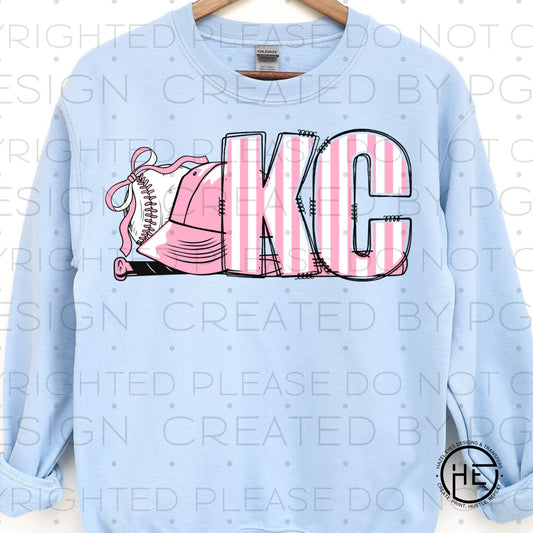 KC Pink Striped Baseball- DTF Transfer