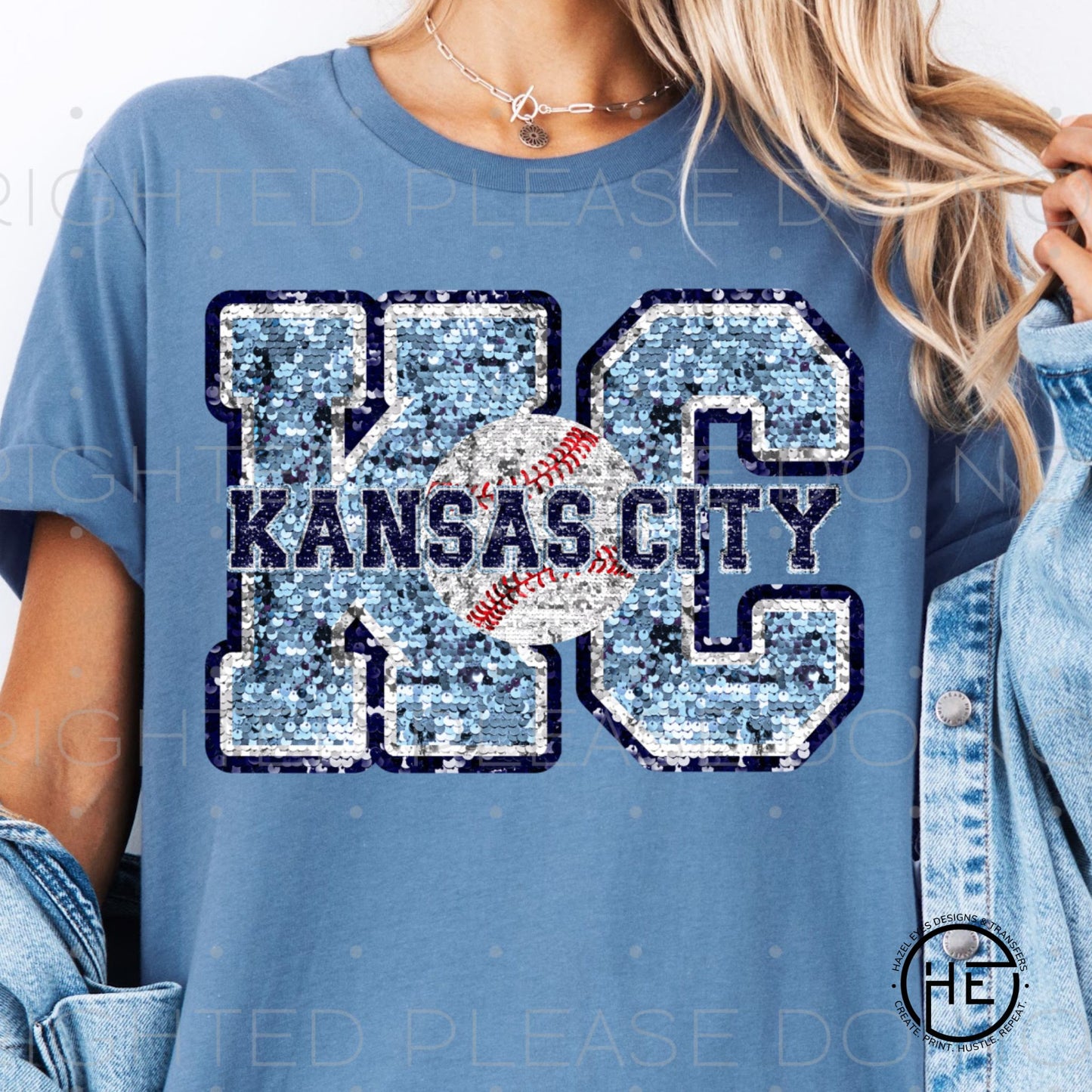 KC Baseball Sequins - DTF Transfer