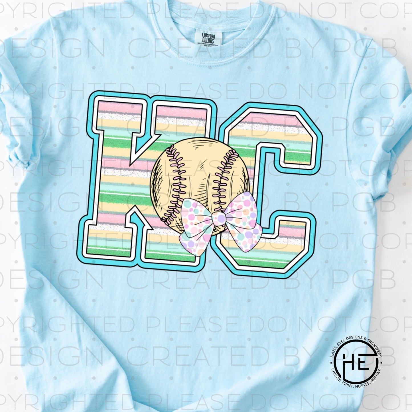 KC Pastel Striped Baseball- DTF Transfer