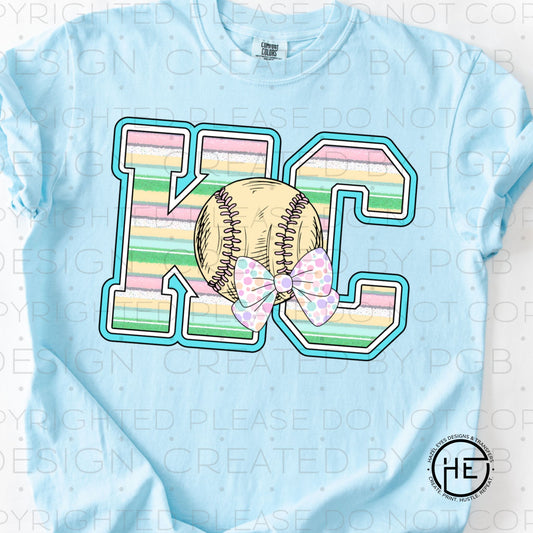 KC Pastel Striped Baseball- DTF Transfer