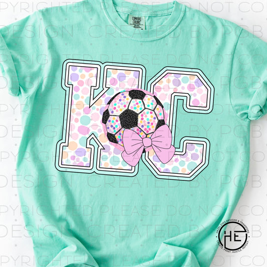 KC Pastel Polka Dot Soccer - DTF Transfer