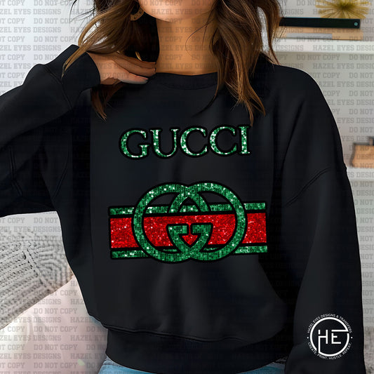 Christmas Gucci Faux Glitter- DTF Transfer