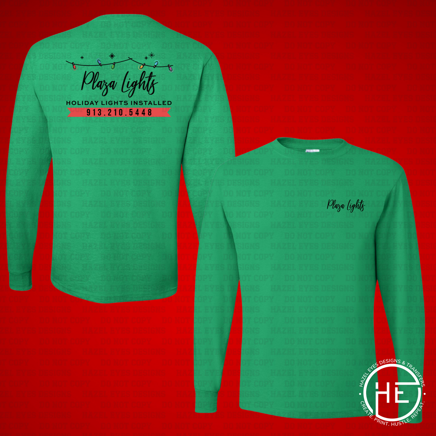 Plaza Lights Green Long Sleeve Tee