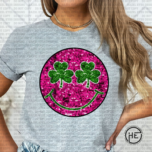 Sequin Shamrock Smile  - DTF Transfer